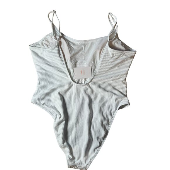 Andie Swim The Laguna White Ribbed One Piece Swimsuit Size XL NWT - Picture 4 of 5